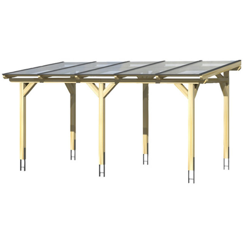 Skan Holz Terrassenüberdachung Siena aus Leimholz in Natur/Beige mit Polycarbonat-Dach, Breite: 541 cm, Tiefe: 250 cm - Bild 2