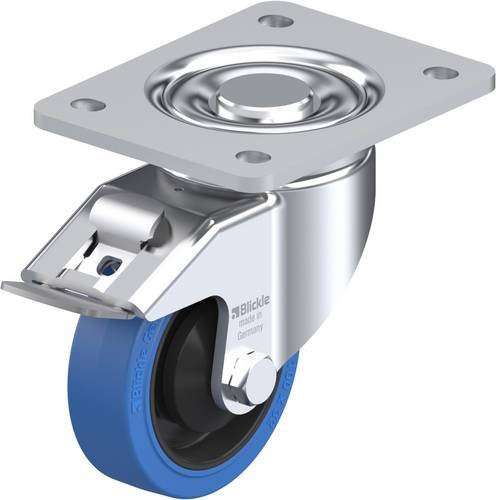 Blickle Lenkrolle LH-POEV 100K-3-FI-SB mit Feststeller in Schwarz und Blau, Rad-Durchmesser: 100 mm, Tragfähigkeit: 200 kg - Bild 1
