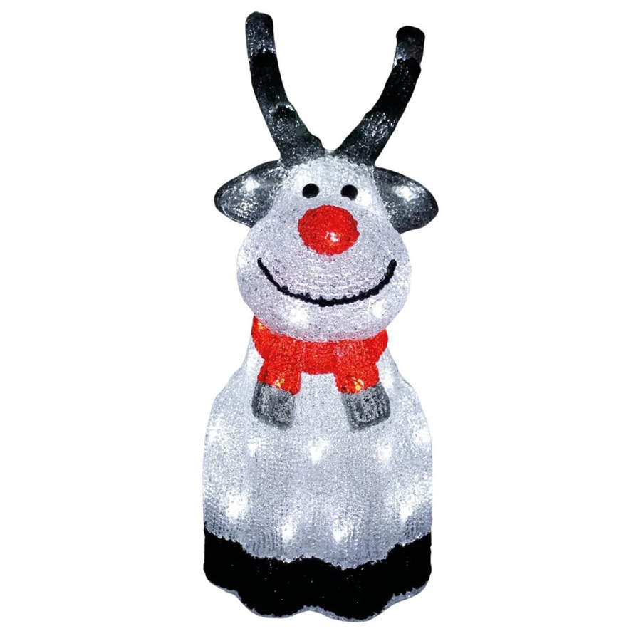 Lex Acryl Elch Weihnachtsfigur mit 45 LEDs in Weiß, beleuchtete Weihnachtsdeko für Außen und Innen mit Timer - Bild 2
