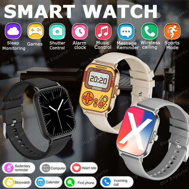 Ola Esporte Smartwatch für Herren und Damen in Weiß mit Always-On-Display, Herzfrequenz- und Gesundheitsüberwachung sowie Bluetooth-Anruffunktion - Bild 1