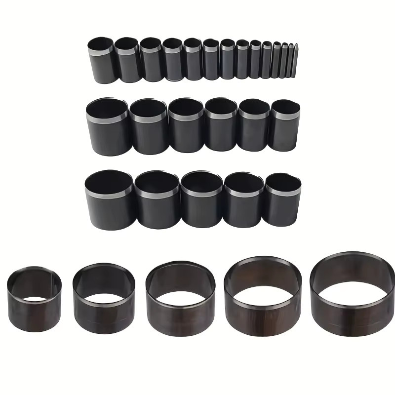 30-teiliges Set handgefertigte Lederstanzen in Silber aus Metall mit kreisförmigen Blumenformen von 1 bis 50 mm - Bild 3
