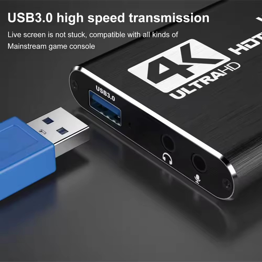 USB 3.0 Videoaufnahmekarte für 4K HDMI und 1080P 60FPS Live-Streaming in Schwarz - Bild 2