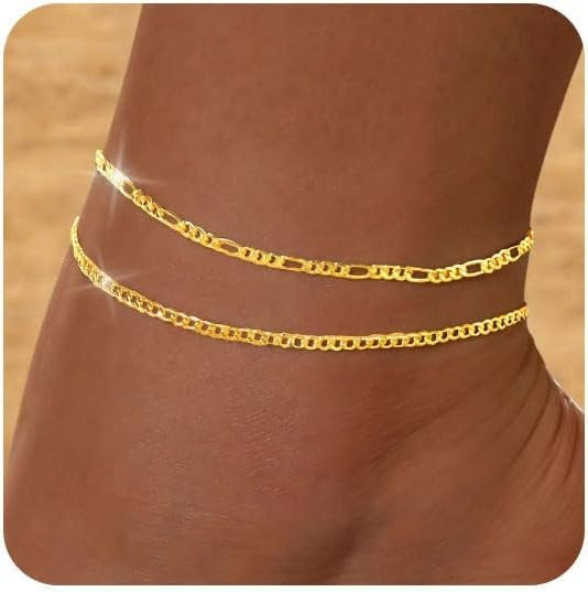 RUIYI Fußkettchen, 14K Goldbeschichteter Edelstahl, Perle, Damen - Bild 1
