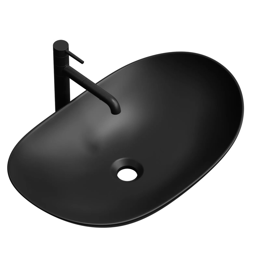 Emke Aufsatzwaschbecken aus Keramik in Mattschwarz, Oval, B/T/H: 61,5 x 36 x 15,5 cm - Bild 2
