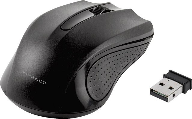 Vivanco Kabellose Maus mit 1000 DPI und USB-Empfänger, Schwarz - Bild 1