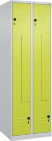 C+P Z-Spind Classic PLUS Spind mit 4 Fächern, Sicherheits-Drehriegel, Garderobenstange und Soft-Anschlag, Farbe: Grau/Grün, H x B x T: 185 x 60 x 50 cm - Bild 1