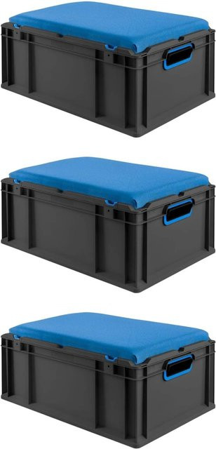 PROREGAL Sparset 3x Eurobox Nextgen Seat Box Blau/Schwarz, H x B x T: 26,5 x 40 x 60 cm, 44 Liter - Bild 1