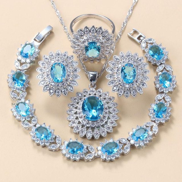 YIRAN Jewelry Schmuck-Set, Roter Granat, Zirkonia, Kupfer, Silber, Unisex - Bild 1