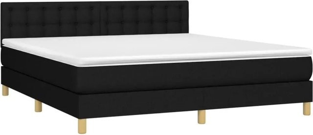 vidaXL Boxspringbett mit Matratze in Schwarz, Hybrid-Bett mit LED-Unterbettbeleuchtung und USB-Anschluss, B/T/H: 160 x 200 x 78 cm - Bild 1