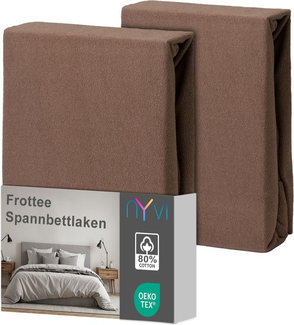 NYVI DreamScience Frottee Spannbettlaken 2er Pack, Farbe: Nougat, Größe: 90 x 200 cm bis 100 x 200 cm - Bild 1