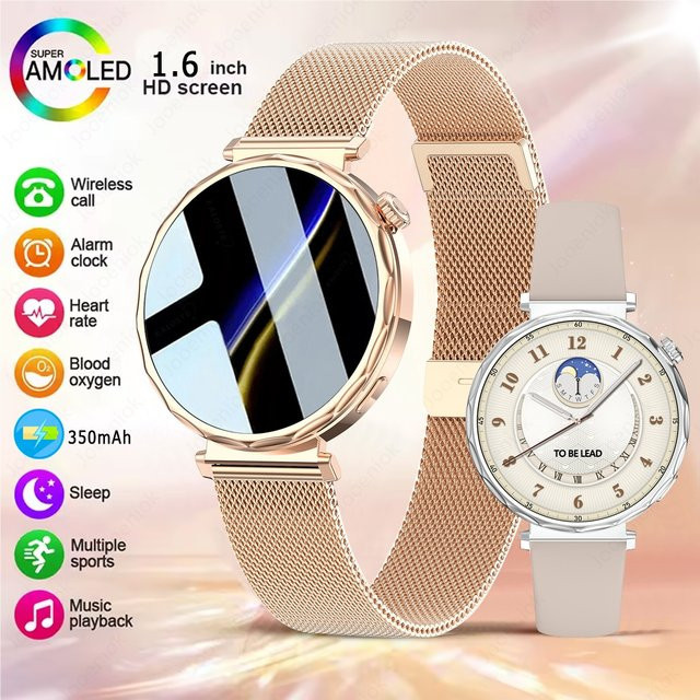Jooeniok Smartwatch, Pink, Gold, Milanaise, Damen, GPS, Bluetooth - Bild 1