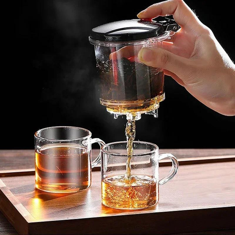 Hitzebeständige Glas-Teekanne mit Ein-Klick-Filter und Infuser, transparent, 500-1800 ml - Bild 3