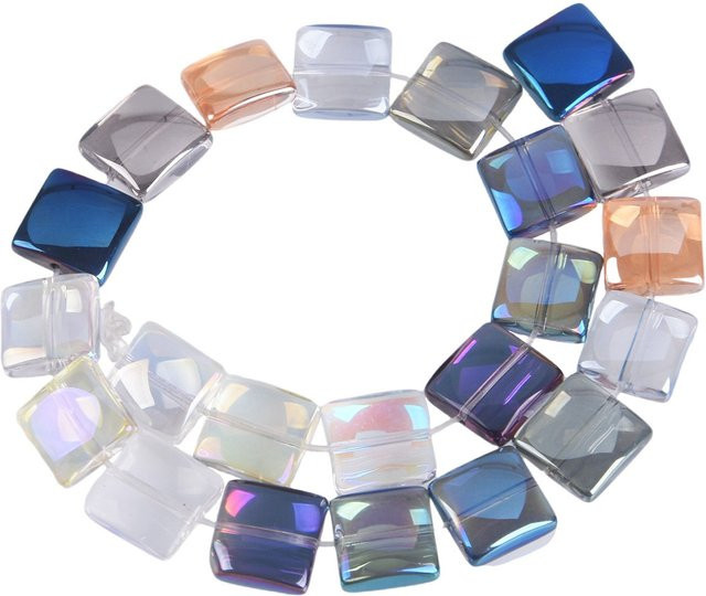 Dreamzeal Kristallglas-Perlen, quadratisch, 12 mm, bunt, Unisex - Bild 1