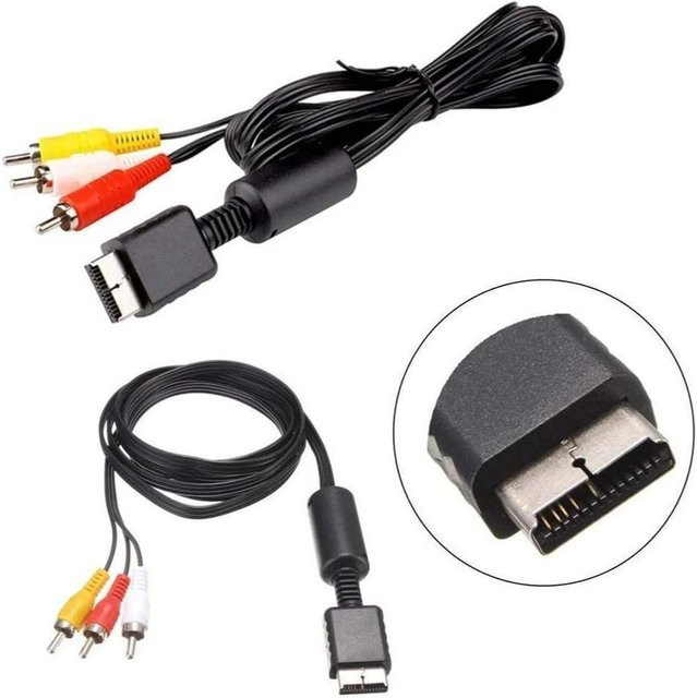 TECTINTER RCA AV Splitter Kabel für PlayStation PS1 PS2 PS3, Schwarz - Bild 1