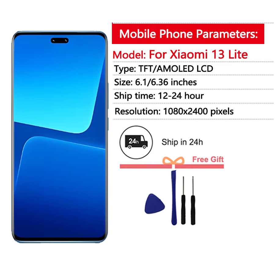 Xiaomi 13 Lite AMOLED Display Ersatz mit Touchscreen Digitizer Baugruppe in Schwarz - Bild 2