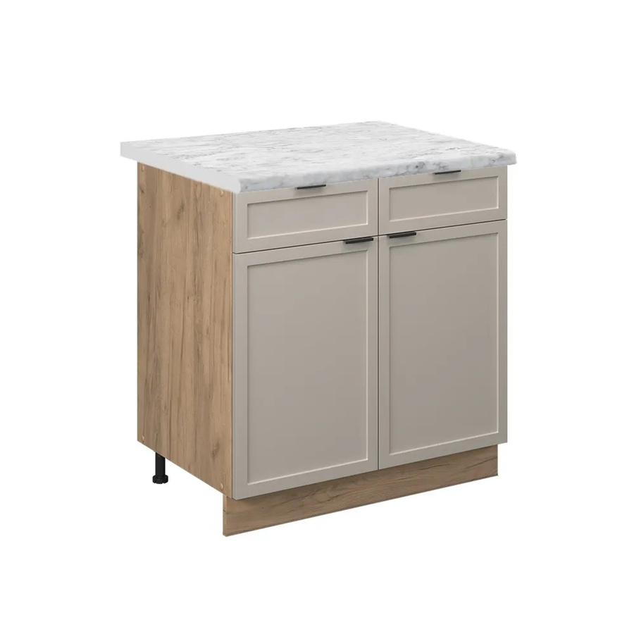 Vicco Schubunterschrank Fame-Line Küchenschrank in Grau-Beige mit Marmor-Optik, Breite: 80 cm - Bild 2