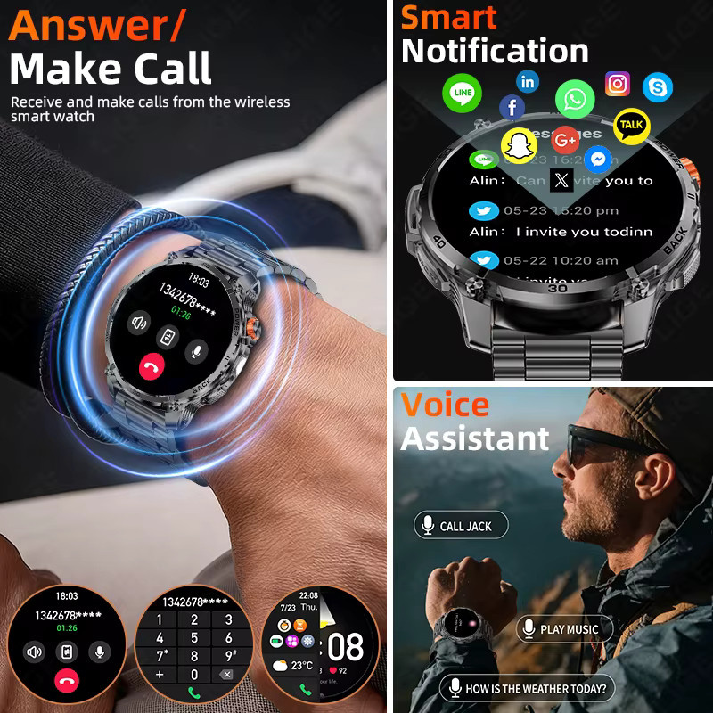LIGE Smartwatch, Edelstahl, Schwarz, Herren - Bild 3