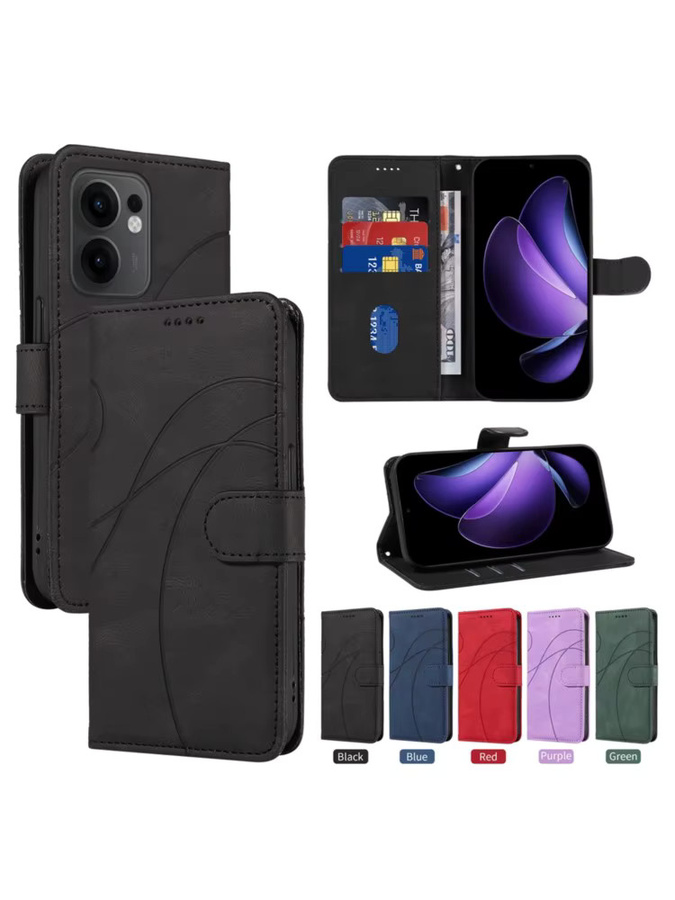 Magnetische Leder-Brieftaschen-Klapphülle für OPPO Reno Serie in Schwarz - Bild 3