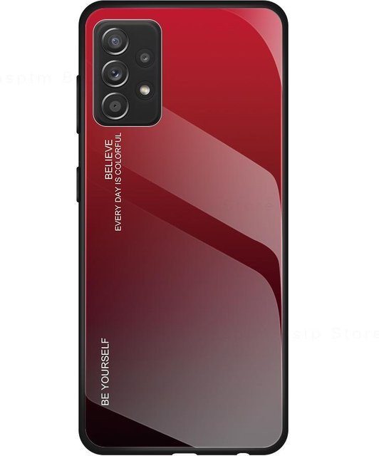 Samsung Galaxy Schutzhülle aus gehärtetem Glas mit Farbverlauf in Rot für verschiedene Modelle wie A55 A54 A53 A52 A34 A33 A14 A15 A25 A24 A05S A50 A50S A51 A71 A32 4G 5G - Bild 1