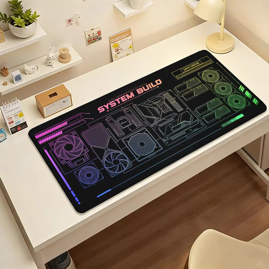 System Build Mauspad für Computer und Laptop, rutschfeste Schreibtischunterlage aus Gummi, multicolour - Bild 6