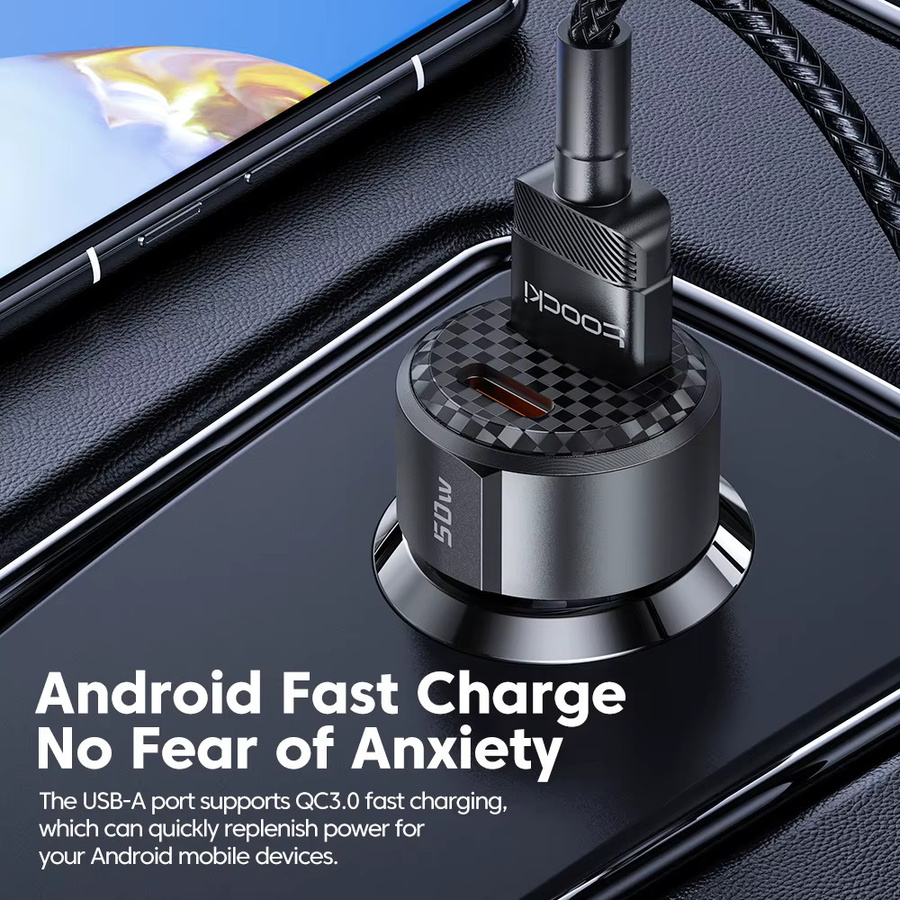 Toocki 50W USB C Auto Ladegerät mit PD und QC 3.0 Schnellladefunktion in Schwarz - Bild 3