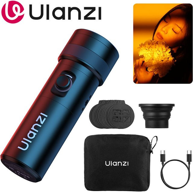 Ulanzi LM01 RGB Fotografie-Taschenlampe in Schwarz mit 7500 mAh und 20 Gobos-Filtern für Videoaufnahmen - Bild 1