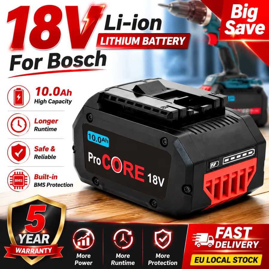 Ddadache Ersatz-Lithium-Akku 18V 10,0Ah für Bosch ProCORE Akku-Elektrowerkzeuge BAT609 BAT618 GBA18V8, Schwarz - Bild 6
