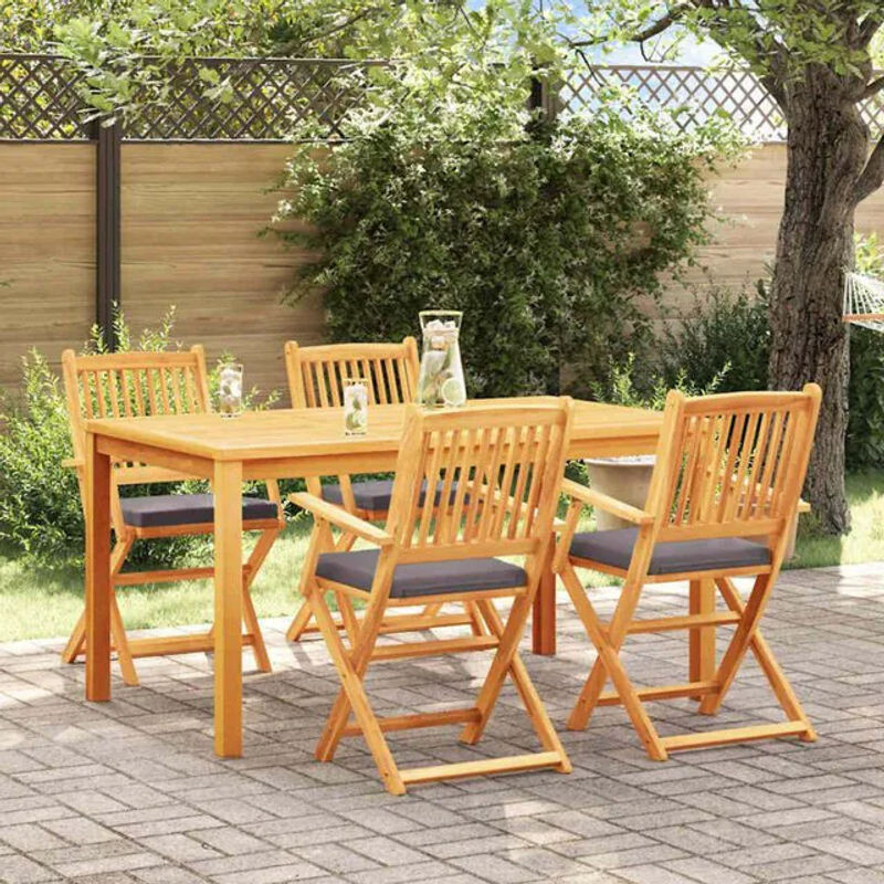 Vidaxl Klappstühle 4er Set aus Akazie Massivholz in Grau, B/T/H: 49 x 57,5 x 92 cm - Bild 1