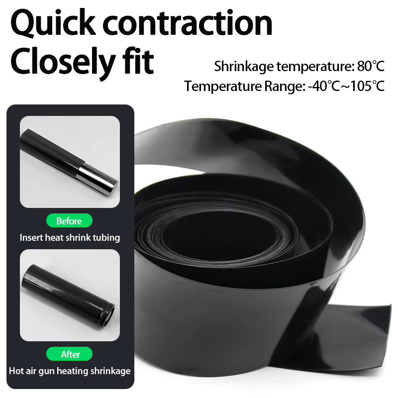 3M PVC Schrumpfschlauch in Grau, Breite: 23 mm, Länge: 3 m, Isolierfolie für 18650/21700 Lipo-Akkupacks und Kabelummantelung - Bild 2