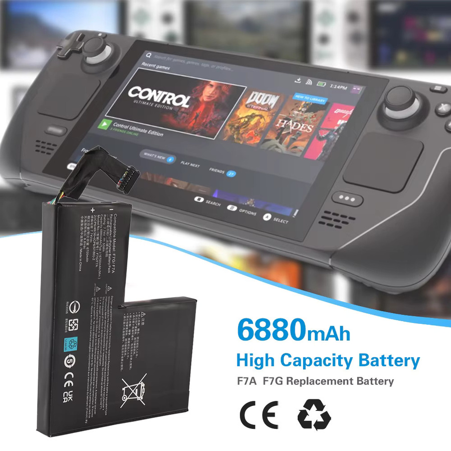 KingSener Ersatzakku F7A F7G für Steam Deck LCD und OLED Handheld Gamepad Controller, 7,74V 53Wh, Schwarz - Bild 2