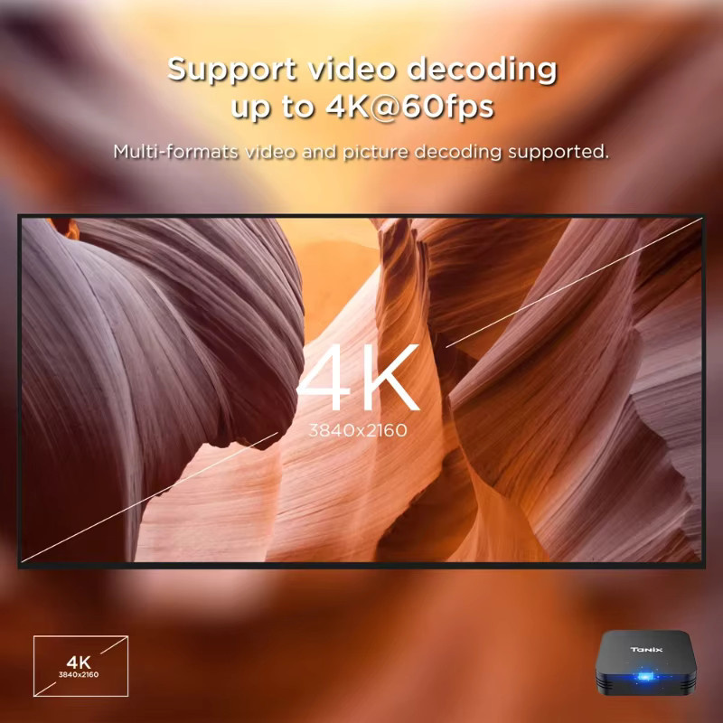 Tanix TX1 Android 10.0 TV-Box mit 2GB RAM und 16GB Speicher, 4K HDR Media Player, Allwinner H313 Prozessor, 2,4G WLAN, Schwarz - Bild 4