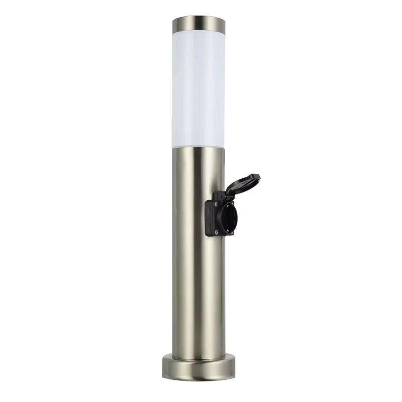 Ynhaw Zylindrische Streifenfassung aus Edelstahl in Silber für die Garten- und Landschaftsbeleuchtung, Wasserdichte Rasenlampe mit warmweißem Licht - Bild 2