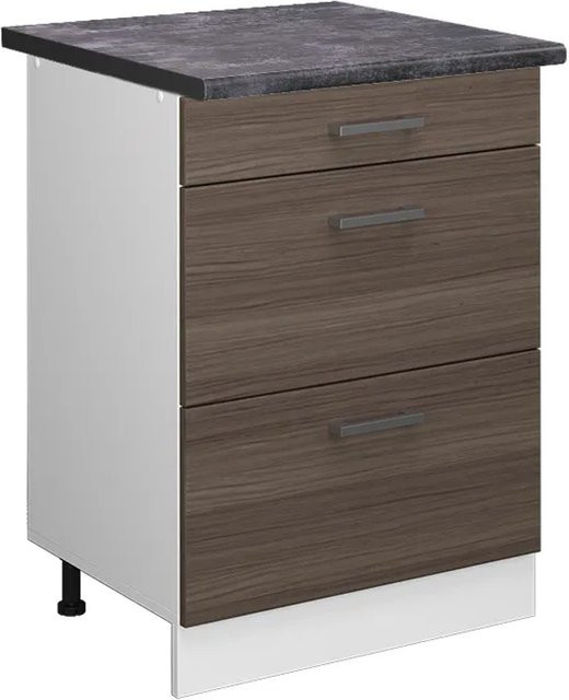 Vicco Küchenunterschrank R-Line Grau/Weiß mit Schubladen und Türen, B/T/H: 60 x 60 x 81,6 cm - Bild 1