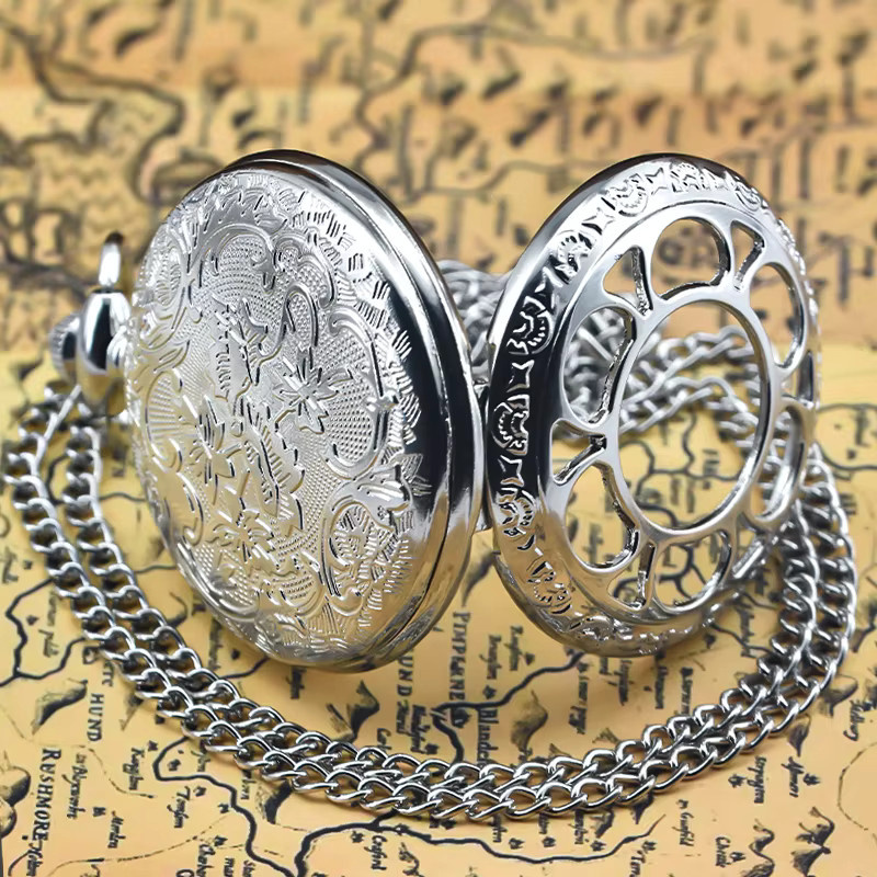 Wecin Taschenuhr Halskette, Quarz, Silber, Herren und Damen - Bild 3