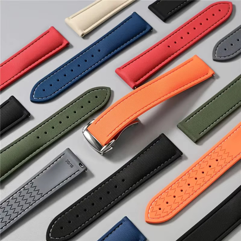 olevo Uhrenarmband Fluorkautschuk, Schwarz, Unisex - Bild 1