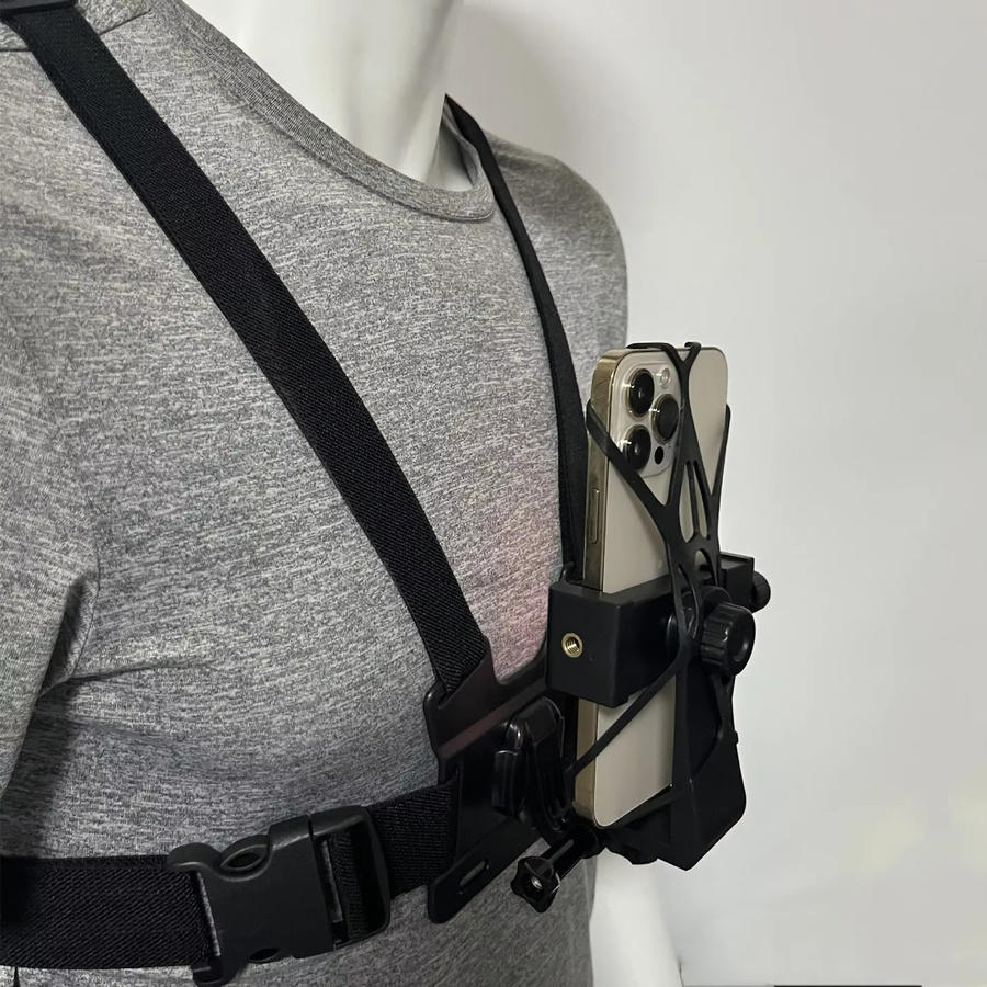 EXSKOF Brustgurt Telefonhalterung in Schwarz für iPhone, Smartphone und Action-Kameras wie GoPro Hero 13 12 11 10 9, Insta360 und DJI Action - Bild 4