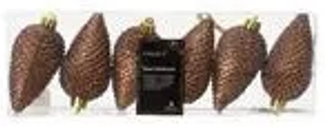 Kaemingk Christbaumschmuck Zapfen in Espresso Braun, 6 Stück, Höhe: 8 cm, Breite: 4,5 cm - Bild 1