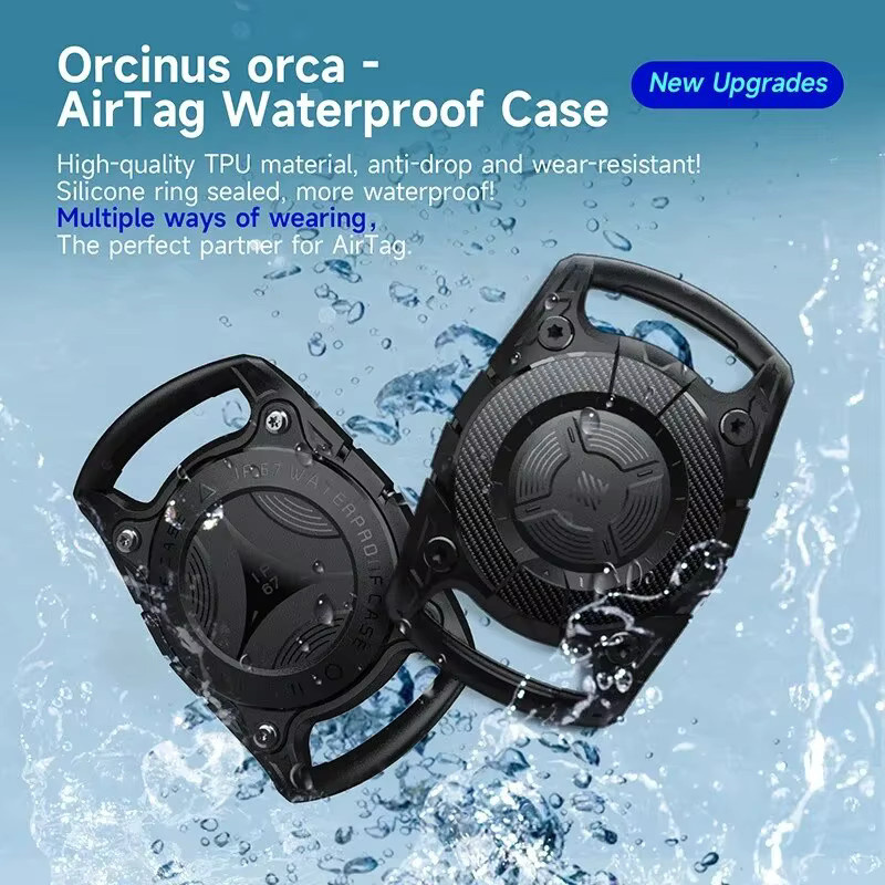 Wasserdichtes Apple AirTag Gehäuse mit Schlüsselanhänger aus weichem TPU in Rot und Schwarz - Bild 5