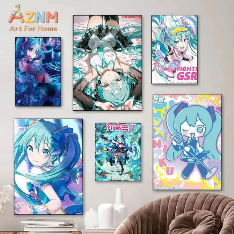 KAYOU Leinwand-Poster Hatsune Miku Anime Porträt Wanddekoration mehrfarbig - Bild 1