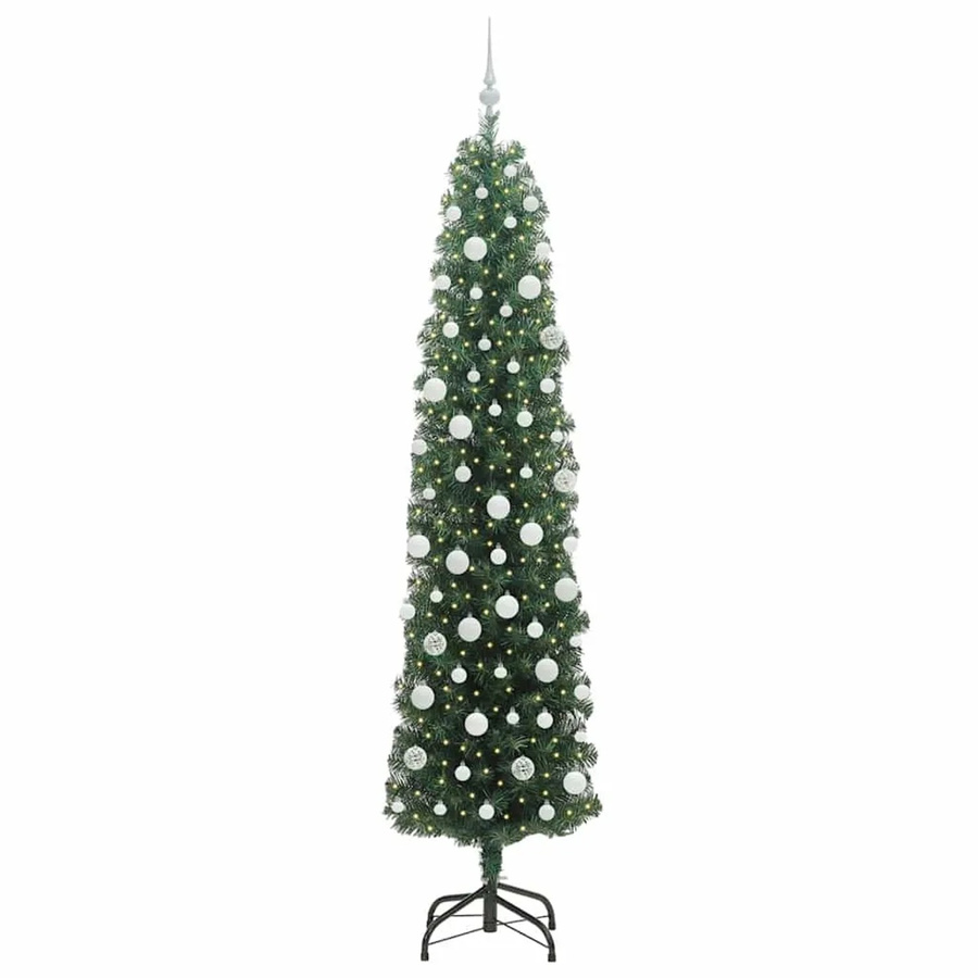 vidaXL Künstlicher Weihnachtsbaum in Grün mit 300 warmweißen LEDs und Ständer, Höhe: 210 cm - Bild 2