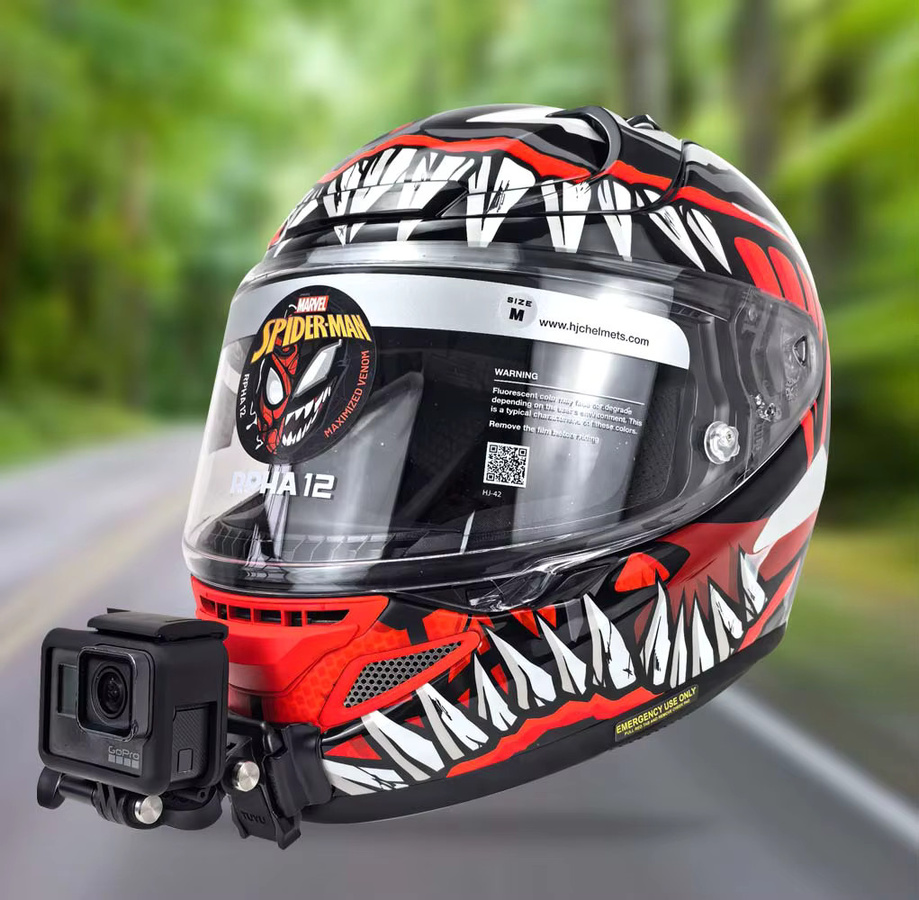 TUYU Custom Aluminium Kinnhalterung für HJC RPHA 12 Helm, kompatibel mit GoPro 13 12 11 10 9 8, DJI Action 5Pro 4 und Insta360 X2 X3 X4 Ace Pro2 Kameras, Farbe: Silber - Bild 5