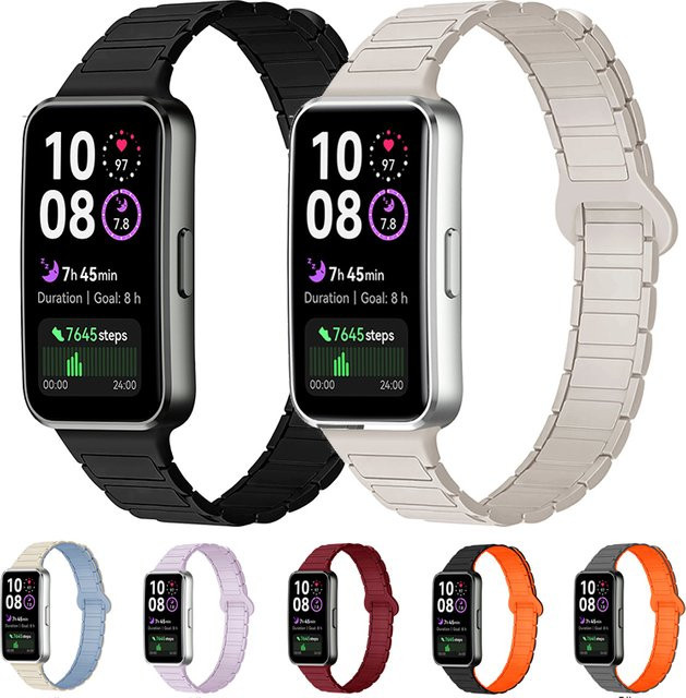 JDFANS Uhrenarmband Silikon, Weiß, NFC, für Huawei Band 10/9/8 - Bild 1