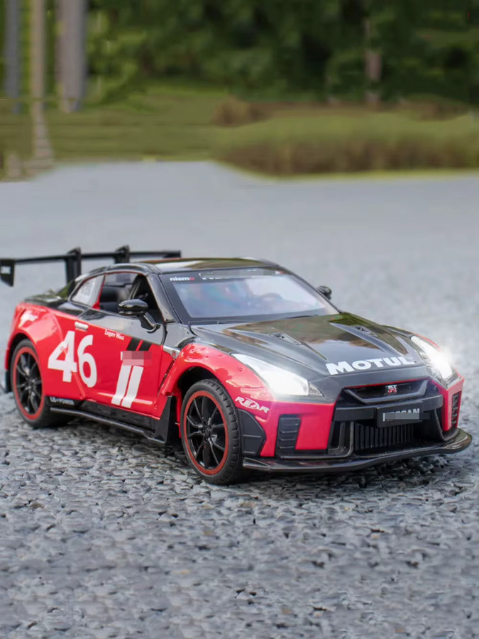 MAKEDA GTR Modifiziertes Auto, Diecast Modell, Maßstab 1:22, mit Licht und Sound, Metall, Rot - Bild 5