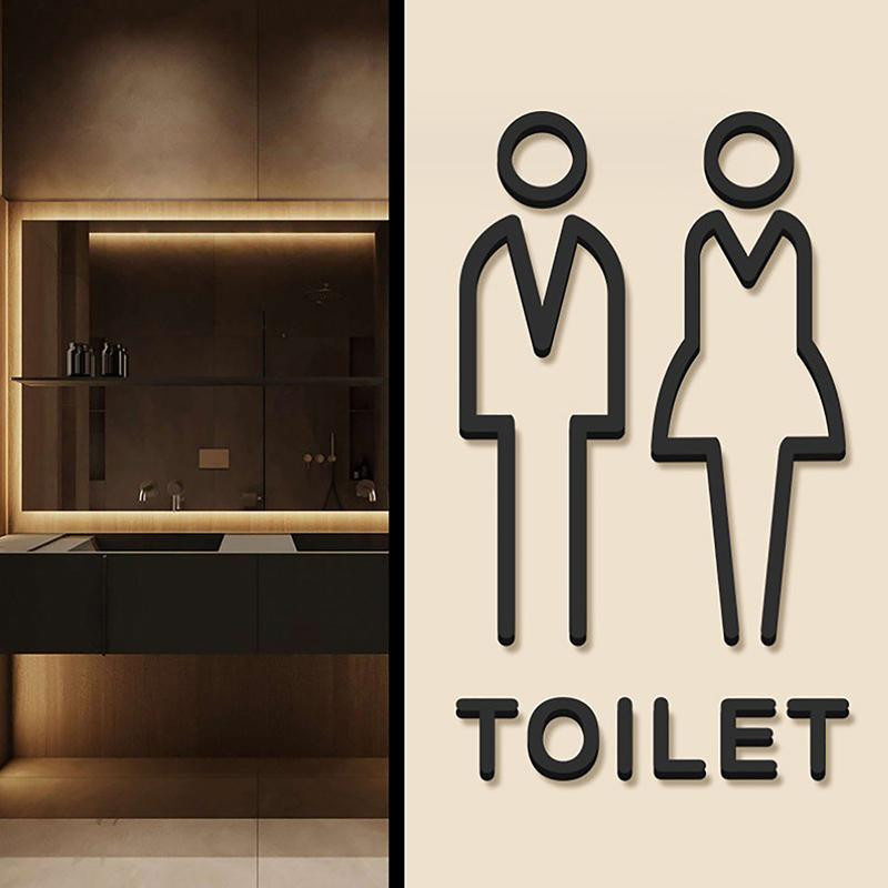Global Pavilion Acryl-Waschraum-Schild als Unisex-WC-Tür-Wandetikett mit Aufkleber für Männer und Frauen - Bild 2
