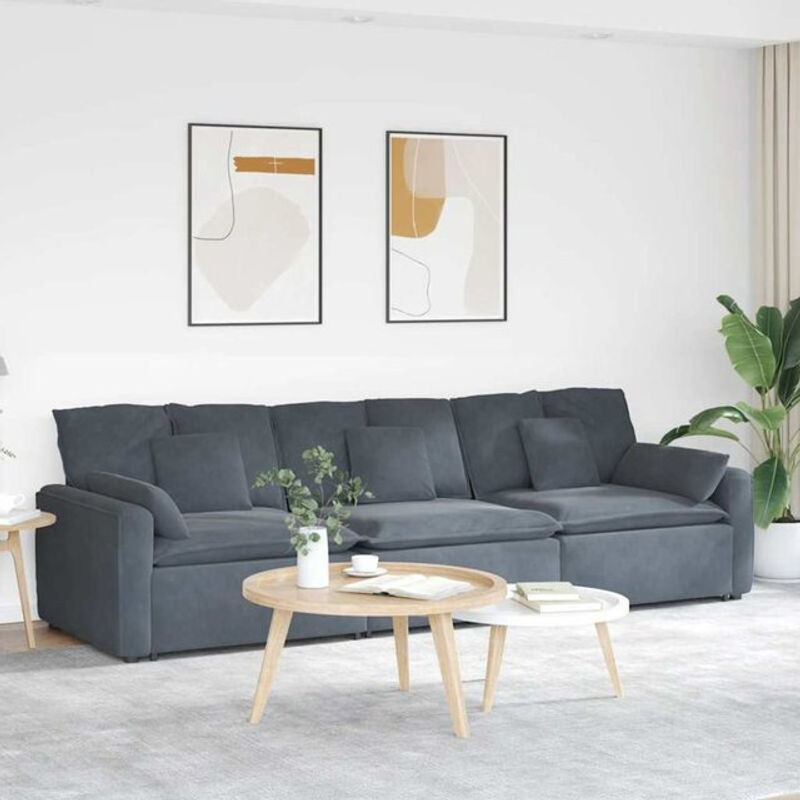 Modulares Samt-Modulsofa von vidaxl in Anthrazit mit wendbarer Polsterung und Metallgestell - Bild 1