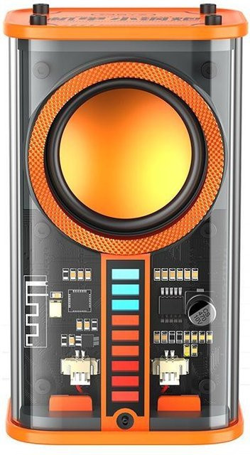 Mecha Small Steel Cannon Bluetooth-Lautsprecher von YJSTY, tragbarer TWS Stereo-Subwoofer in Orange und Transparent - Bild 1
