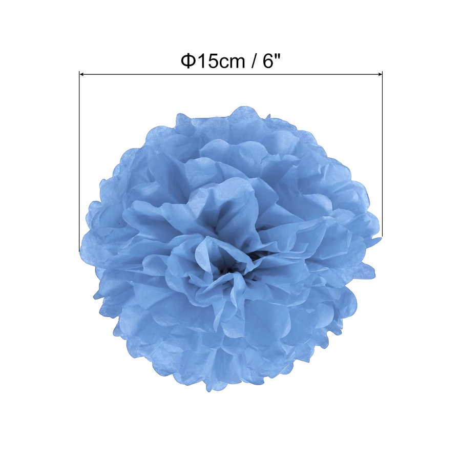 UXCELL 10 Stück Papierblumen in Blau, runde Pompons als Dekoration für Hochzeit, Geburtstag und Party - Bild 3