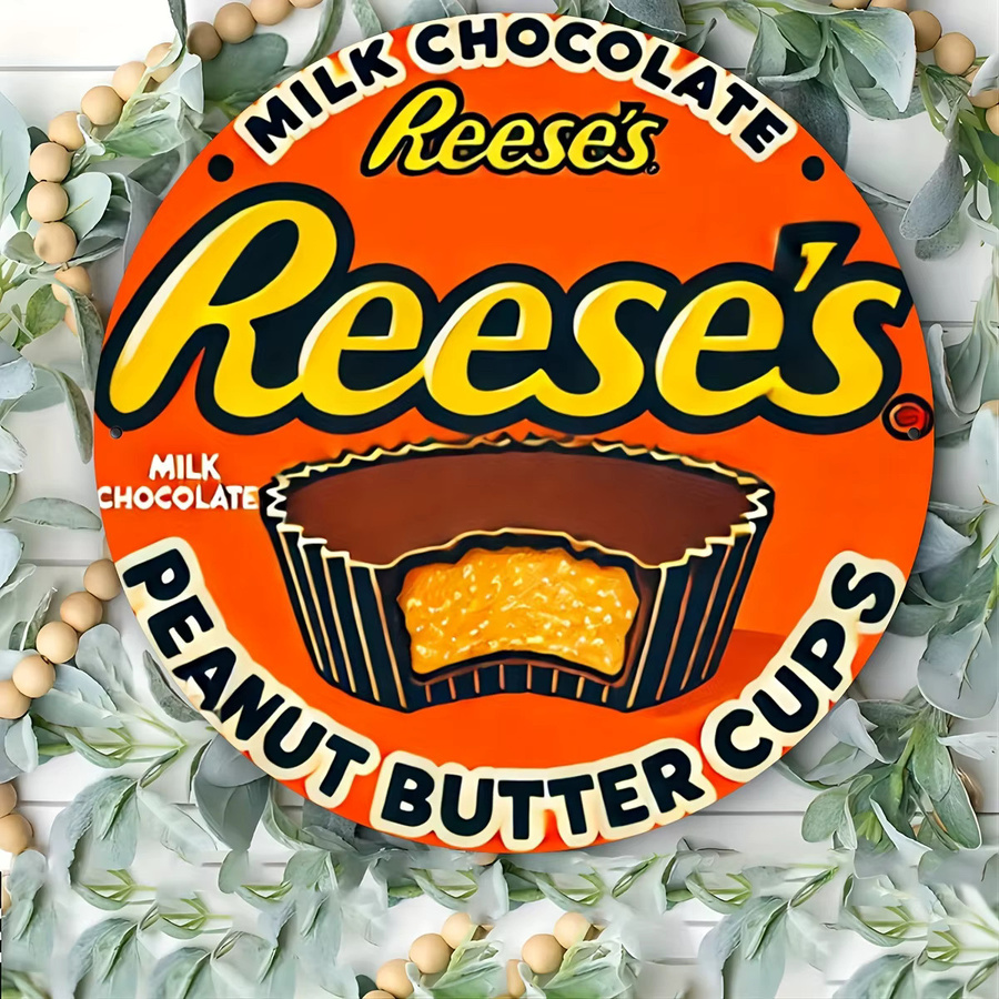 Potdemiel Reese's Peanut Butter Cups Vintage Aluminiumschild in Orange, Wandkunst Dekor im Retro-Stil, B/H: 19,81 x 19,81 cm - Bild 3