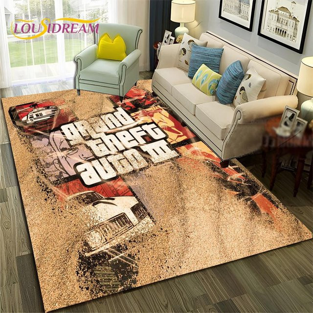 Karpetti GTA 3D Gamer Teppich Braun, Rutschfeste Bodenmatte für Wohnzimmer, Schlafzimmer oder Kinderzimmer, B/L: 40 x 60 cm - Bild 1