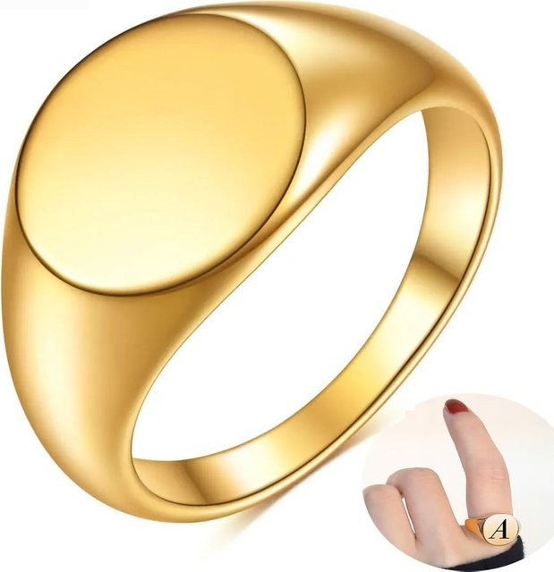 VQYSKO Siegelring Edelstahl, Gold, Damen - Bild 1